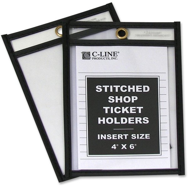 C-Line Products Shop Ticket Holder, Stitched, 4"x6", 25/BX, Clear Vinyl 25PK CLI46046